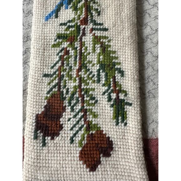 Vintage Christmas Cross Stitch Tapestry Wall Hang Needlepoint Holiday blue tit - Picture 4 of 14